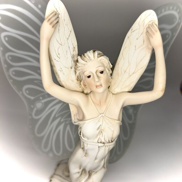 Fairy Lamp w/Glass Wings Desk Nightstand Light Angel Guardian Figure 14” Plug In - Picture 3 of 7